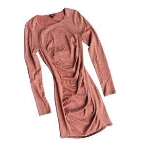 Express Long Sleeve Sparkle Ruched Midi Dress